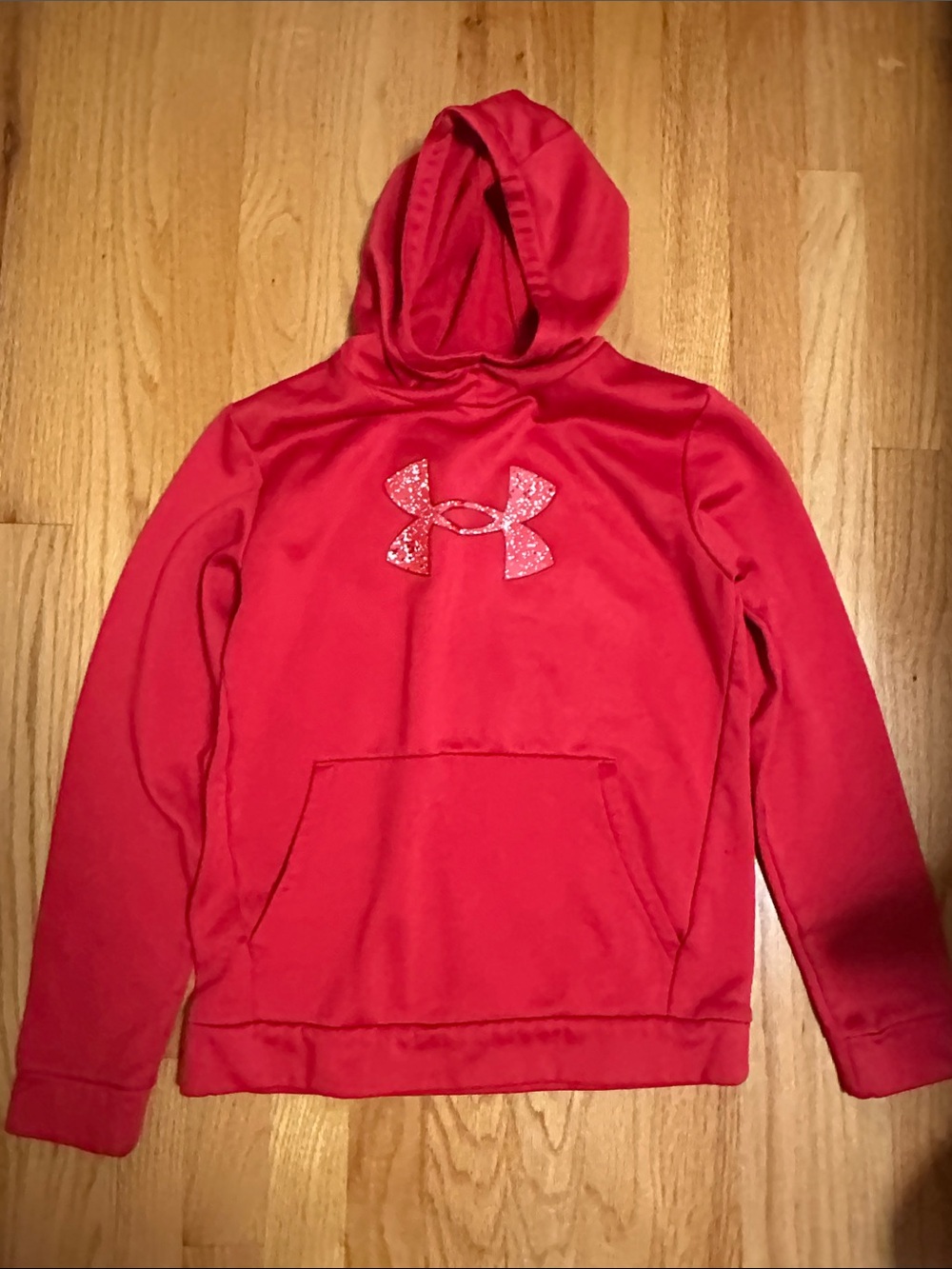 Under Armour Youth Bright Red Hooded Pullover with Logo